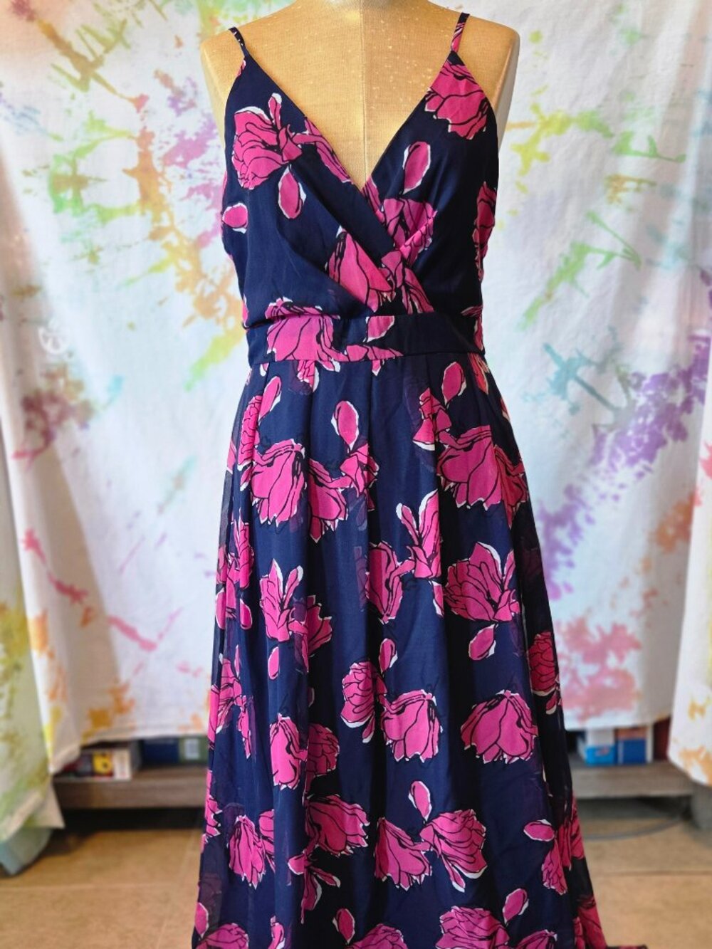 *NWT* ModCloth Navy and magenta floral maxi sundress